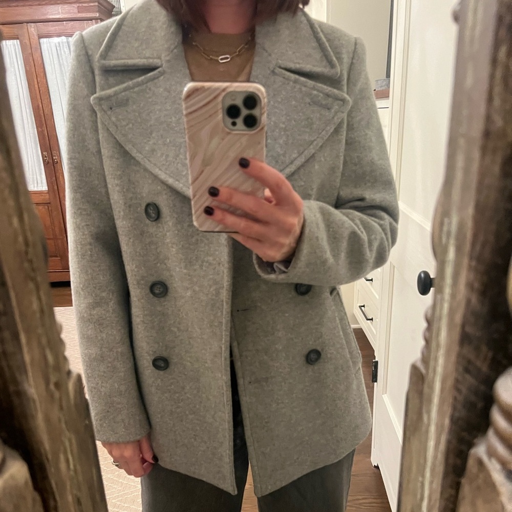 Gray Wool Blend Pea Coat